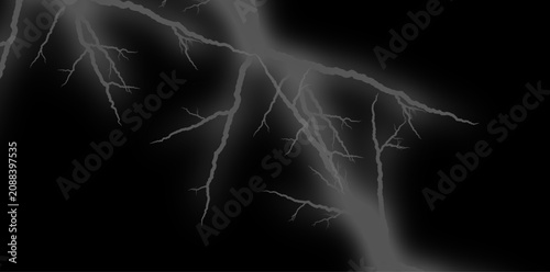 Lightning bolts on black background, electric storm effect