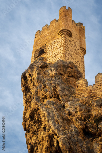 View of the castle and fortified bridge of Frias. Burgos, Spain.