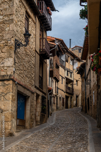 View of the castle and fortified bridge of Frias. Burgos, Spain.