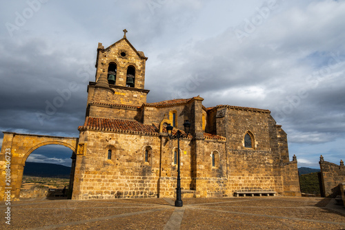 View of the castle and fortified bridge of Frias. Burgos, Spain.