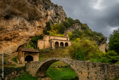 View of Sanctuary of the Molinar River, in the town of Tobera, Burgos, very close to Frías, Spain.