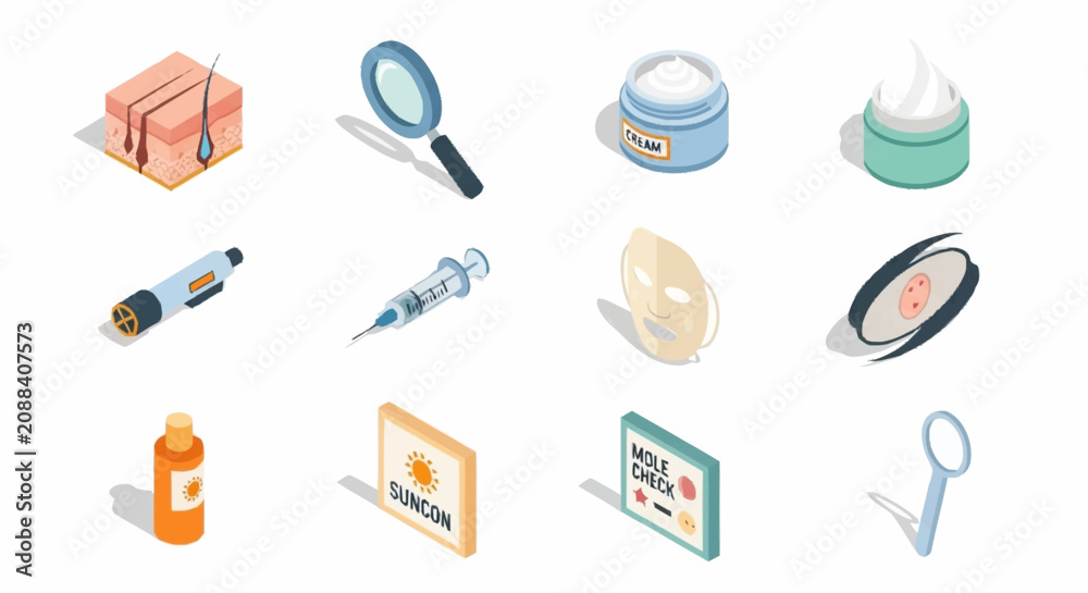 Fototapeta premium Flat design icons of everyday objects and tools.