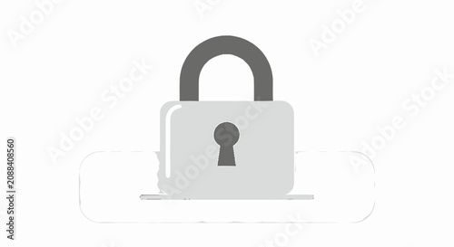 Gray metal padlock with keyhole.