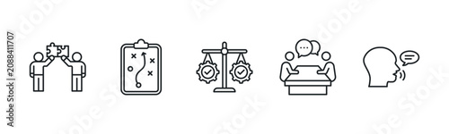 Cuadro en lienzo Collaborative Negotiation Strategy Framework icon line illustration