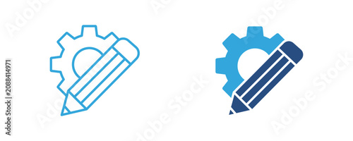 Εκτύπωση καμβά Gear and pencil icon, settings and edit symbol, configuration, customization, de