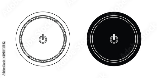 Foto Power button set featuring circular with minimalist line and solid black styles