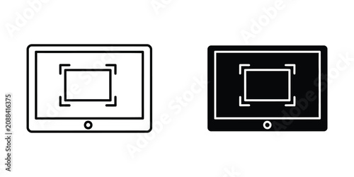 Quadro su tela Screen capture set with rectangular focus frame outline and solid black pair rec