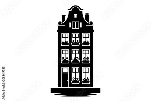 Amsterdam Canal House Silhouette Illustration