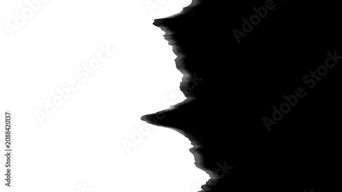 Grunge rough edge luma matte transition for video editing with black and white torn paper mask effect