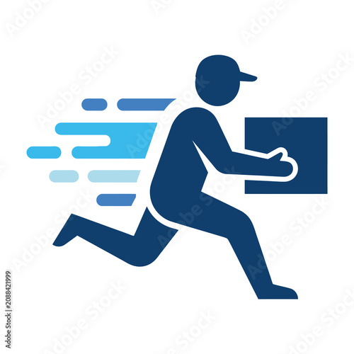 Delivery man running with package