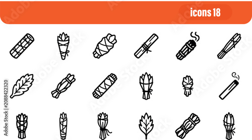 Canvas Print Set of Sage Smudge Stick Icons