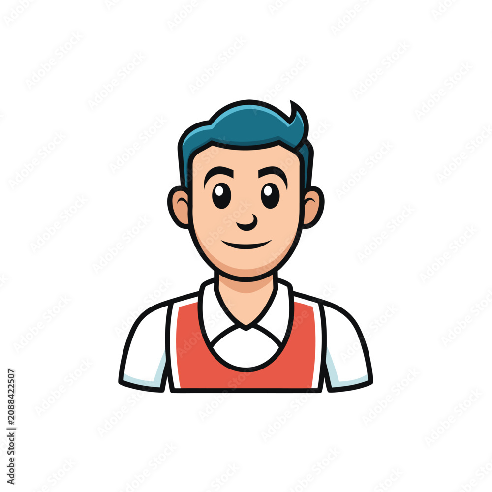 Fototapeta premium Portrait of young smiling man with trendy blue hair style.