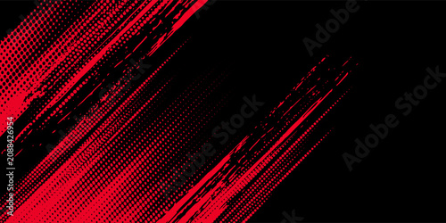 Konstfotografi Abstract stylish red grunge brush stroke with halftone dark background