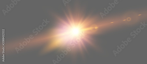 Bright anamorphic lens flare with rainbow light effect on dark background for video overlay and graphic design