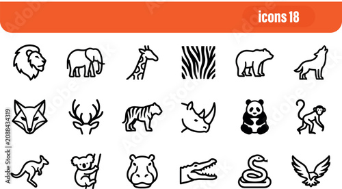 Photography Wild animal species and nature icon set