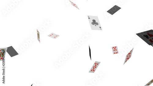 Photography Flying Playing Cards on White Background