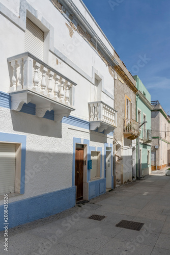 traditional buildings on narrow street at Calasetta, sant Antioco island,  Cagliari, Italy