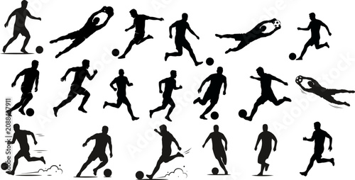 Silhouette of football player isolated on transparent background