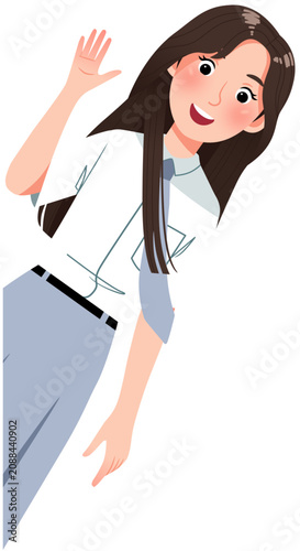 Friendly Senior High School Girl Waving Hello