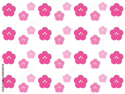 かわいい梅の花のパターン　背景素材