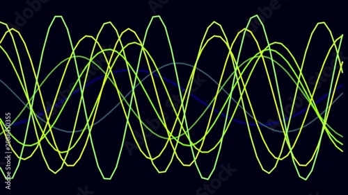 Vibrant waves pulse against a deep, dark background #1