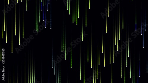 Vibrant streaks of light descend against a deep black canvas #1