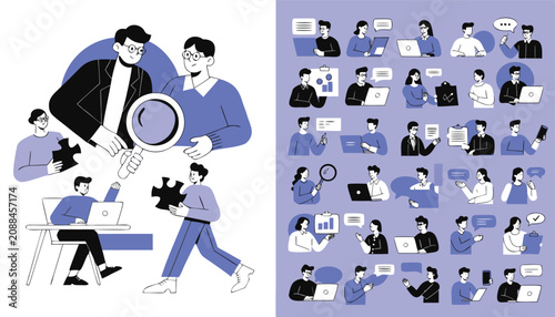 Modern flat style vector illustration of a minimalist office desk
