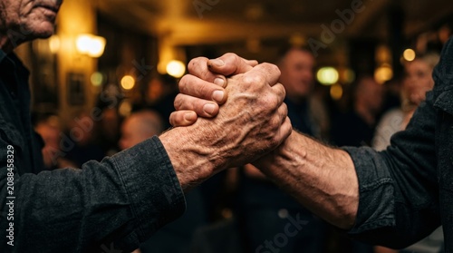 Powerful business handshake close up representing confidence leadership partnership and corporate success