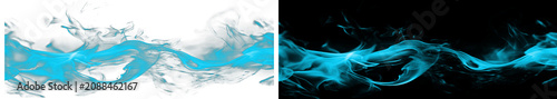 Fotografía Luminous blue electric flame trail set on transparent and black background showing wispy ethereal smoke and magical energy sparks