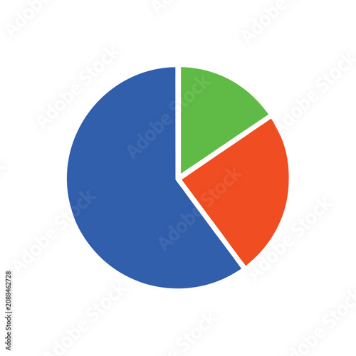 Flat vector pie chart centered on white background