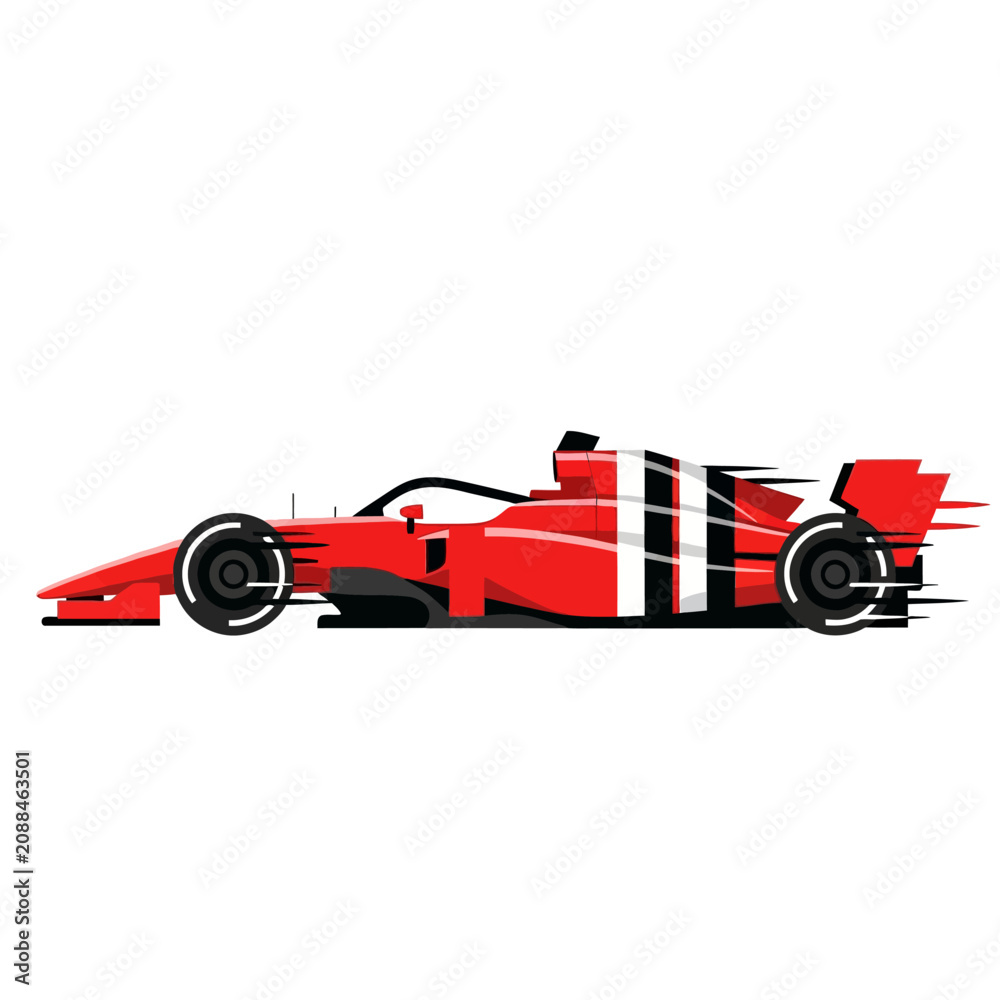 Obraz premium Modern Red Formula 1 Race Car Speed Motion Blur Vector Illustration
