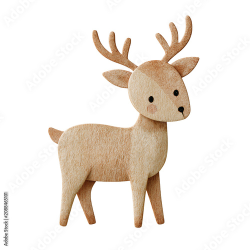 Whimsical Wooden Reindeer Figurine Clipart