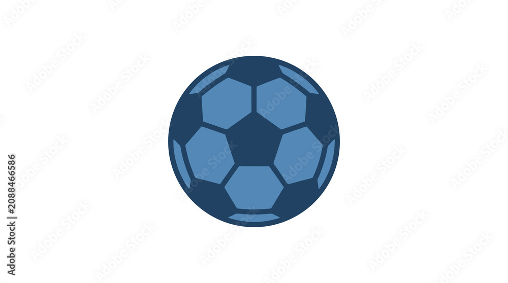 Naklejka premium Sleek Modern Soccer Ball with Hexagonal Panels in Gradient Blue Shades on White with high quality professional line art symbols for modern creative design and digital branding projects