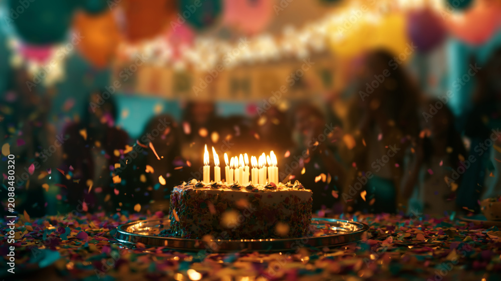 Fototapeta premium a festive, brightly lit indoor birthday celebration