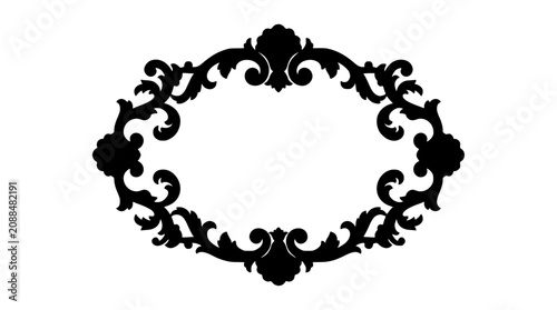Ornate Black Baroque Silhouette Frame Isolated On White Background