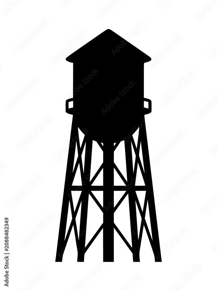 Naklejka premium Water Tower Silhouette Icon Isolated on White Background