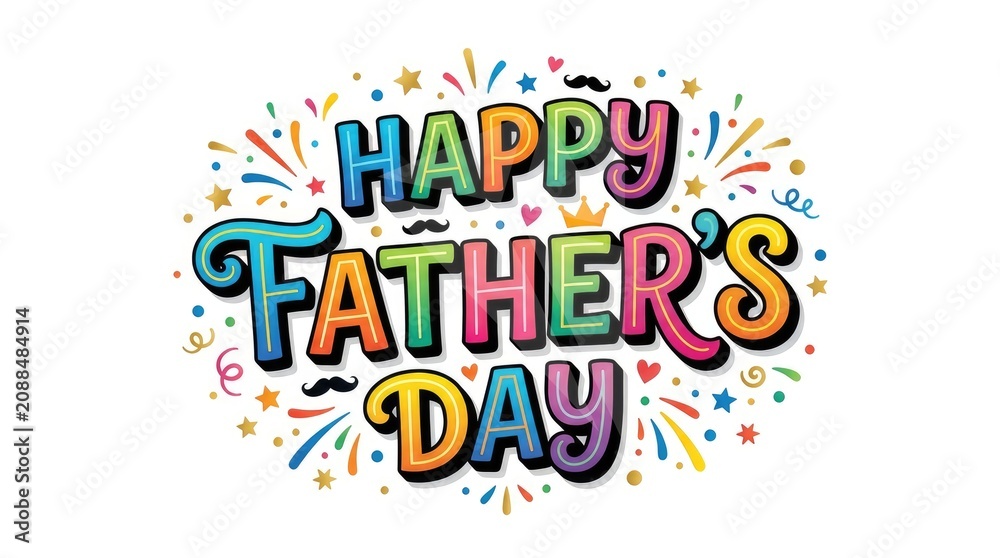Fototapeta premium Happy Father's Day Colorful Typography Greeting Banner Celebration
