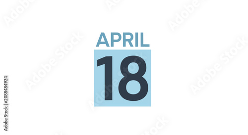 Flat Design April 18 Calendar Date Icon for Planning Scheduling Reminder and Business Appointment Management