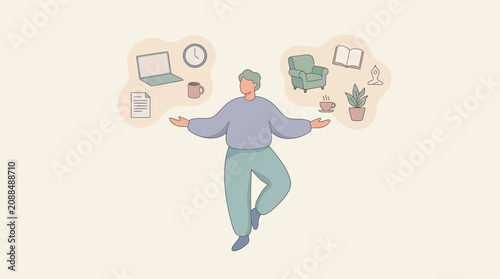 Φωτογραφία Man Balancing Work and Life.