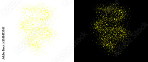 Canvas-taulu Golden glitter dust trail on black and white background, sparkling yellow sand p