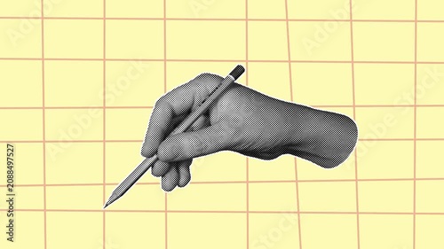 Halftone Hand Drawing Pencil Loop Animation Grid Background