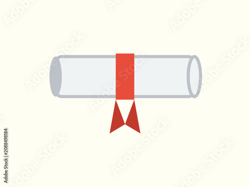 Foto Diploma scroll illustration with red ribbon representing academic success and graduation