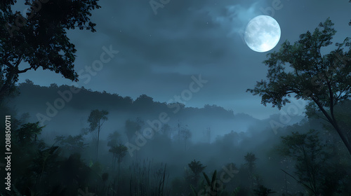 Serene Moonlit Jungle Night