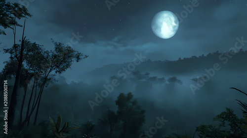 Serene Moonlit Jungle Night