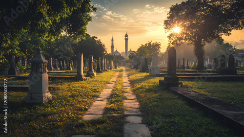 Serene Cemetery Sunset