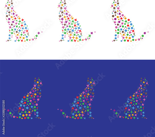 Colorful Cat Silhouette Abstract Geometric Vector Illustration Design