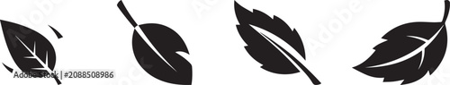 falling leaf icon, solid black, white background, vector file.