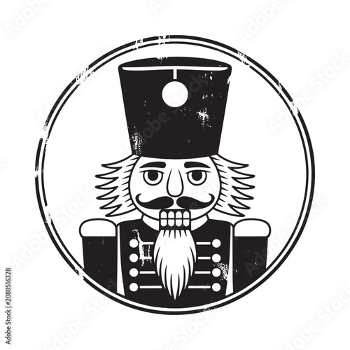 Nutcracker soldier silhouette against a white background black graphic style