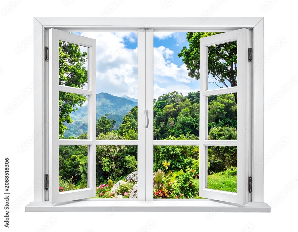 Fototapeta premium Window View Green Paradise.