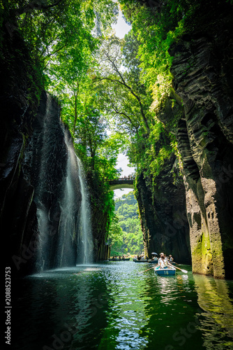 日本　宮崎の神聖な高千穂峡の風景